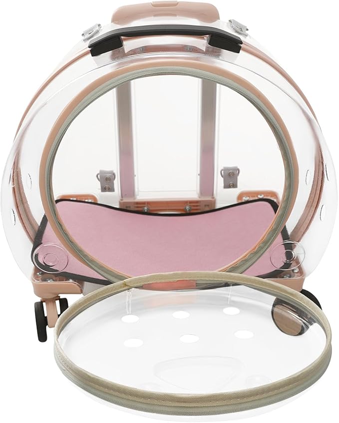 Cat Backpack Carrier, Transparent & Breathable Cat Carrier with Wheels, Large Space Bubble Pet Backpack for Kitty Dog Bunny Up to 20lbs, Multiple Carrying Options, Perfect for Traveling/Taking a Walk