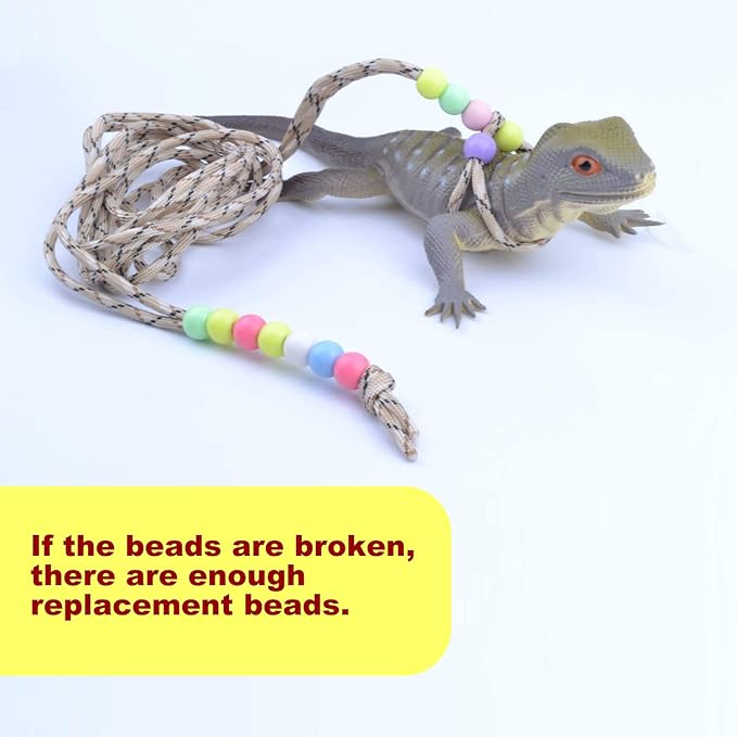 Adjustable Reptile Training Lead Harness Leash Nylon Rope for Lizard Crested Gecko Chameleon Guinea Pig Ferrets Hamster Rats (Brown)