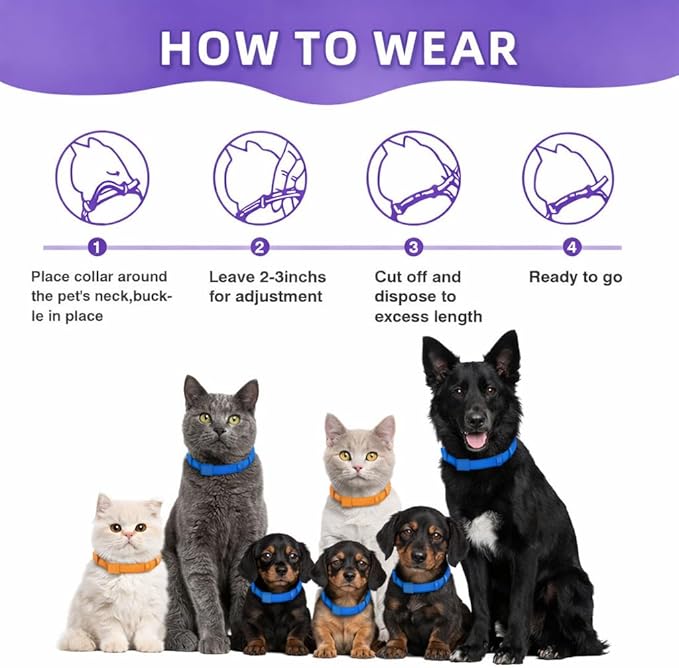 Calming Collar for Cats with Pheromone Technology, Waterproof, Lasts up to 4 Weeks, Fits Cats, Purple, 15 Inch Length