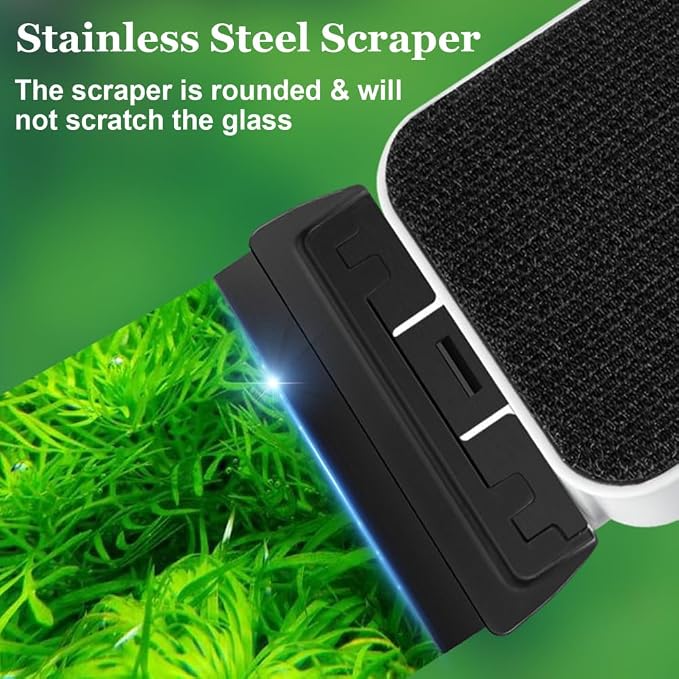 MiOYOOW Magnetic Fish Tank Cleaner, Double Sided Scrubber with Algae Scraper Blade Strong Magnet Floating Brush for 0.9/1.8cm Aquarium