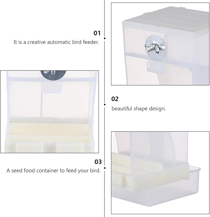 FOMIYES Automatic Hanging Bird Feeder with Anti-Spill Tray, Acrylic Outdoor Parrot Food Container, No-Mess Seed Dispenser Suitable for Garden and Cage Birds