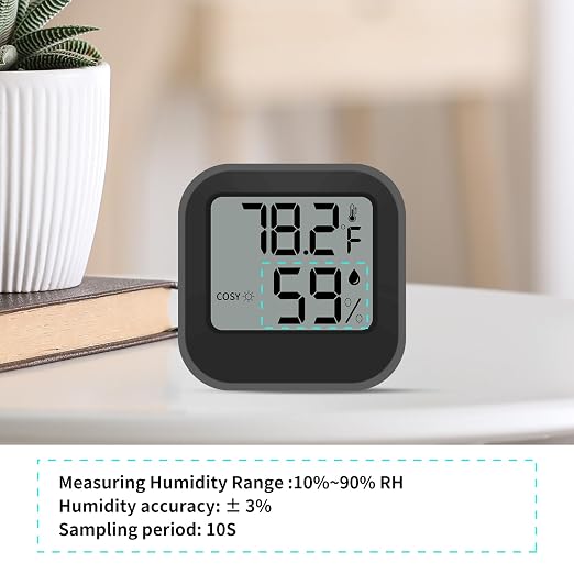 Digital Hygrometer Thermometer for Room Temperature and Humidity Measurement Indoor Thermometer with LCD Temperature Sensor Suitable for Bedrooms, Nurseries, Offices, Greenhouses, and Cellars