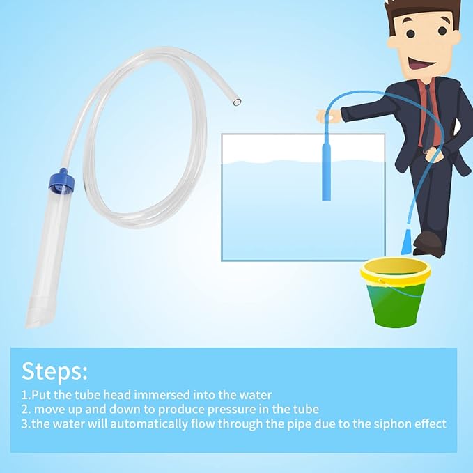Aquarium Siphon, 150Cm Fish Cleaner Siphon Aquarium Water Changer Vacuum Cleaner for 30L Small Fish PVC Fish Siphon Fish Syphon Hose Kit