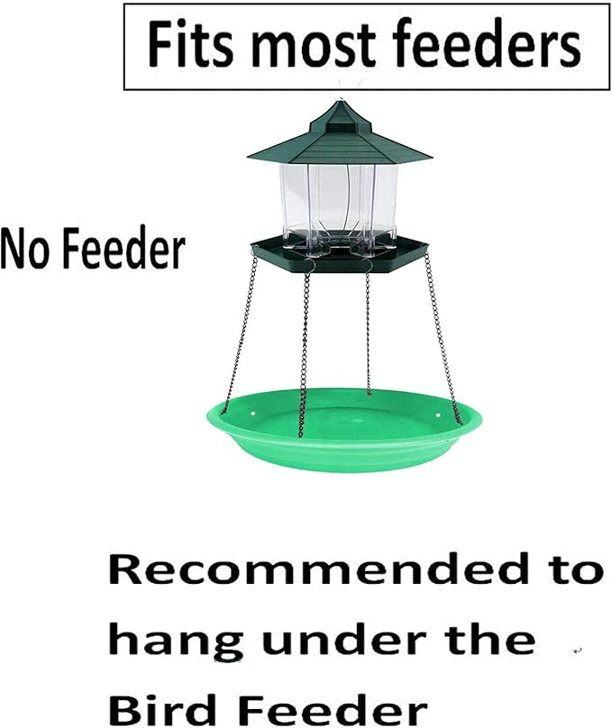 Green Multi-Purpose Bird Seed Catcher & Platform Feeder - Hanging Tray with Seed Hoop