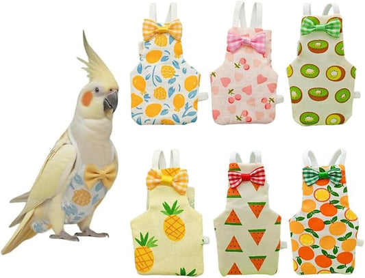 Bird Diapers for Parrot, Cockatiels Conure Monk Parakeets Pigeon, Reusable Parrot Nappy, Bird Clothes for Parrots (Yellow, S, Count, 6)