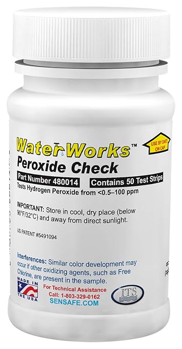 Industrial Test Systems | 480014 WaterWorks Peroxide (H2O2) Test Strip | 0-100ppm Range | 30-Second Test Time | 50 Test Strips | Top Selling Peroxide Strip | For Pool & Spa, Drinking H2O, Laundry, etc