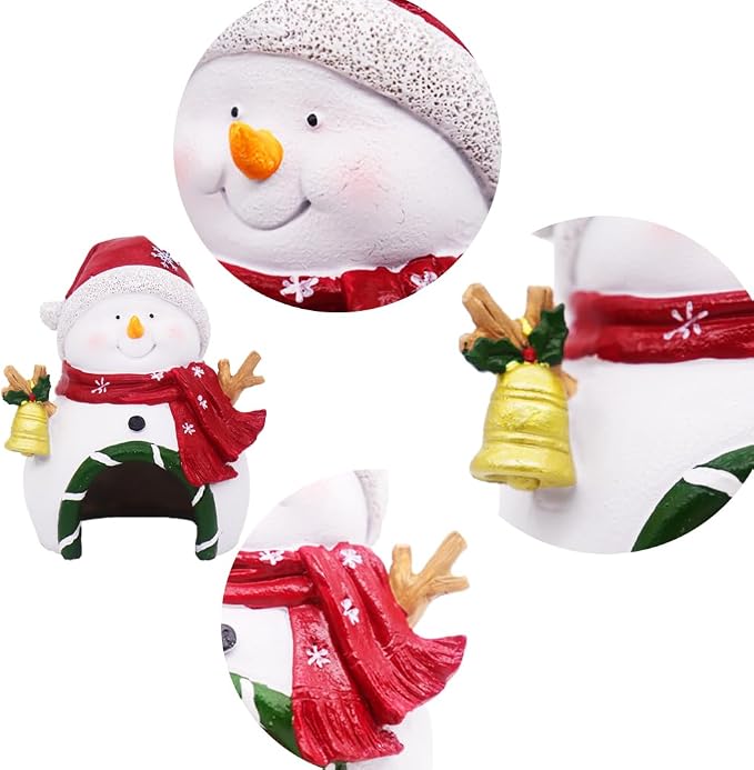Ulifery Christmas Ornament Snowman Aquarium Decorations for Betta Hiding in 5-30 Gallon Fish Tank, White and Red