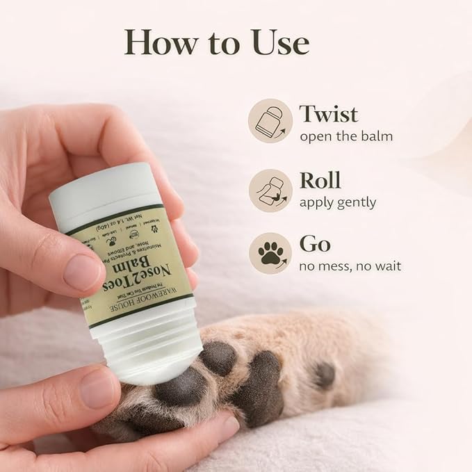 Dog Paw Balm Stick – Lick-Safe Moisturizer & Protector for Dry Cracked Paws, Nose & Elbows | Hot Pavement, Snow & Salt Shield | Beeswax, Coconut Oil & Oat Extract | 1.4 oz