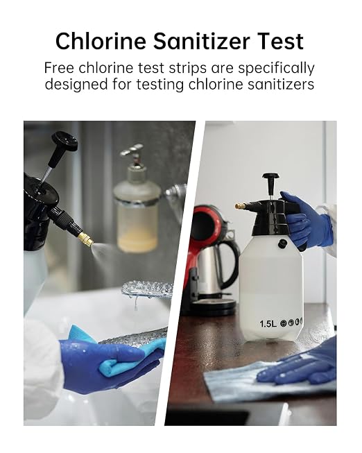 0-500 ppm Chlorine Test Strips,100 Strips, Restaurant Sanitizer Test Kit | Instant Color Readout, Bleach Test Strips for Food Service, Bars, Hotels, Kitchen Supplies, Food Trucks, Daycare, Factory