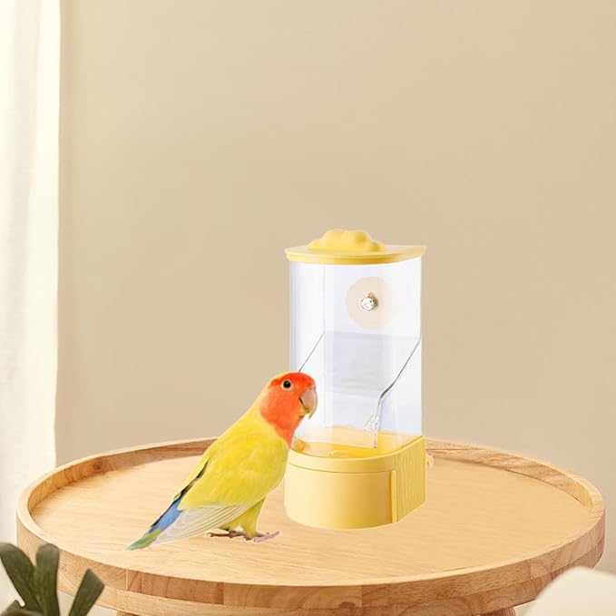 No Mess Bird Feeder Parrot Foraging Feeder Leakproof,Clear,Food Container,Cage Accessories for Parakeet Budgerigar Finch, Yellow