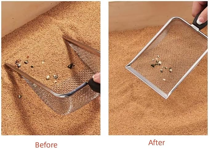 2PCS Reptile Sand Sifter Cat Litter Scoop Fine Mesh Metal Reptile Litter Cleaner Scooper for Sand Bedding Aquarium Terrarium Accessories
