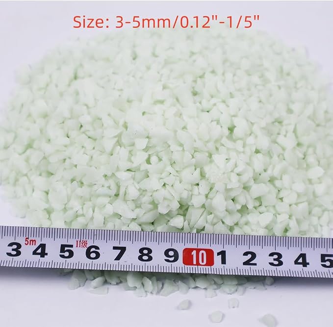 Glow in the Dark Gravel Stones,Aquarium Gravel,Aquarium Sand,Decorative Glow Gravel Rocks for Fairy Garden Fish Tank Succulents Pot Vase Filler Decor, 1 Pound (Blue Green, 3-5mm)