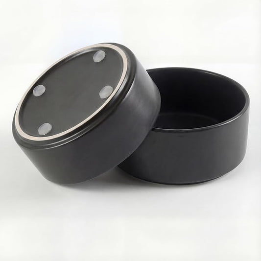 Ceramic Dog Bowl for Food and Water - Pet Feeder Bowl for Small Dogs and Cats - Heavy Ceramic Feeding Dish with Non Slip Base - Dishwasher & Microwave Safe - Set of 2 Bowls - 5Inch/1.4 Cups - Black