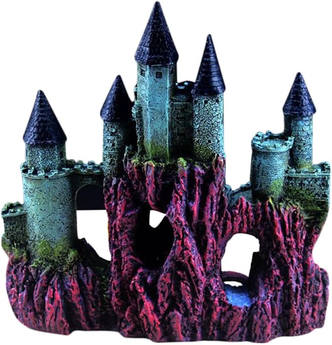UKCOCO Simulation Castle Ornament Fish Tank Decoration Aquarium Landscaping Castle Made of Resin Easy to Clean Safe for Aquatic Fish Elegant Design and Aquarium Hideouts