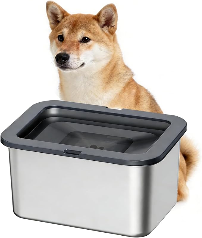 PAKEWAY 2.7 Gal No Spill & Slow Drinking Dog Water Bowl, Stainless Steel Large Capacity Bowl for Large Dogs & Multi-Pet Homes