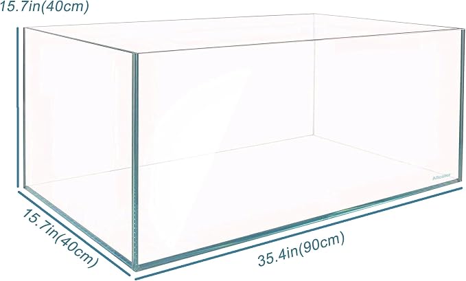 Allcolor Artisan Grade Ultra Clear Rimless Aquarium Tank (34Gal) | Low Iron Glass Fish Tank for Professional Aquascaping and Planted Layouts, 6-60 Gallons (34Gal - Anti-Jumping net)