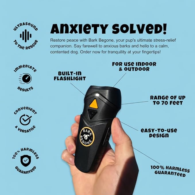 Ultrasonic Dog Bark Deterrent & Behavior Corrector - Stop Barking, Jumping, Aggression Without Yelling - Just Point & Press! Backed by Kevin Harrington from Shark Tank (Black Rechargeable)