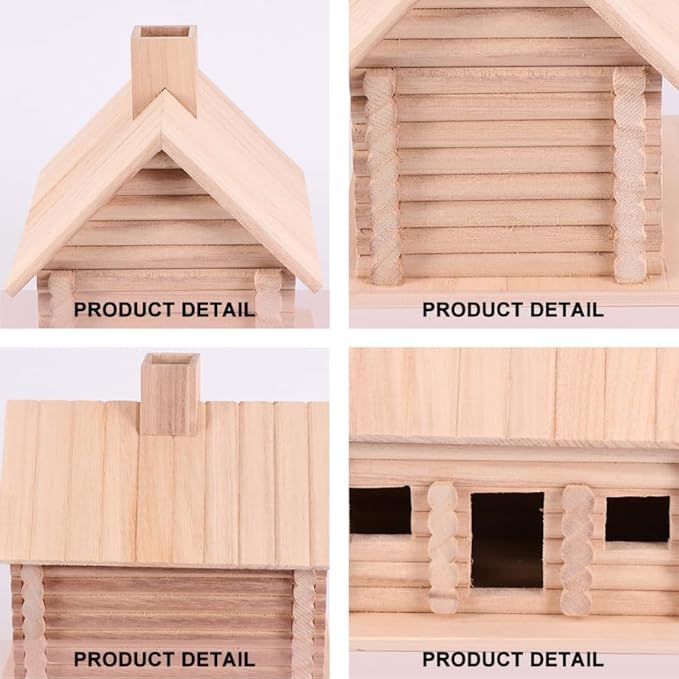 EXCEART Wooden Birdhouse 7.87X7.87X5.90 Inch Log Cabin Style Bird Nest for Small Birds Outdoor Garden Decoration Backyard Nesting Box
