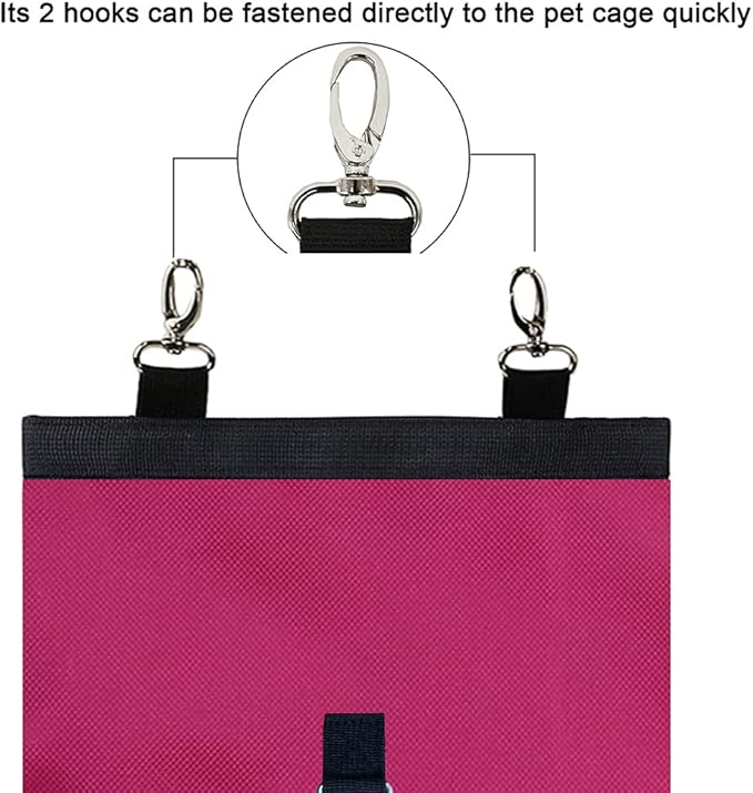 Rabbit Hay Feeder Bag Guinea Pigs Hanging Hay Rack Manger Holder Dispenser Small Animal Feeder Storage Pouch for Bunny Chinchilla Hamster (Pink, 2 Windows)