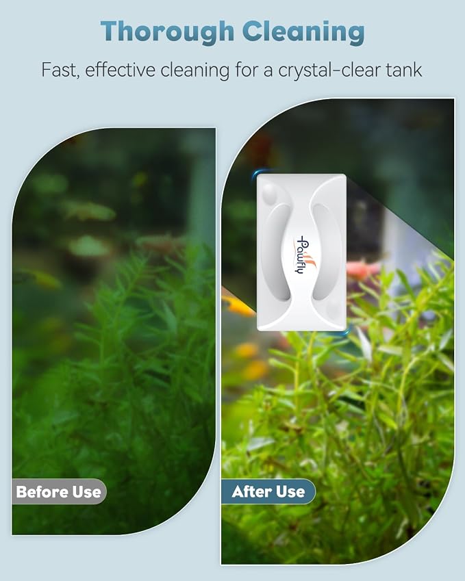 Pawfly 4" Mini Aquarium Magnet Glass Cleaner, Magnetic Fish Tank Cleaner for Glass Aquariums, Strong Magnetic Brush Cleaning Tool for Glass Fish Tanks up to 40 Gallons