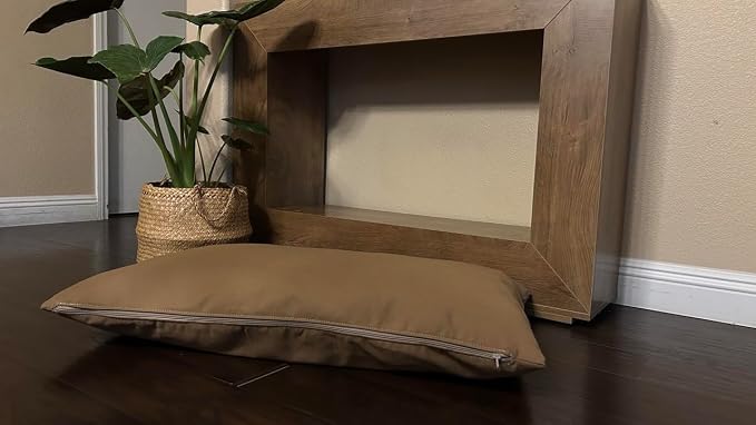 Natural Cotton Canvas Dog Bed – Raw Cotton Filled Pet Cushion Insert, Breathable Eco-Friendly Dog Mattress, Durable Washable Cover with Zipper (Medium Brown, Small 36"x22"x3")