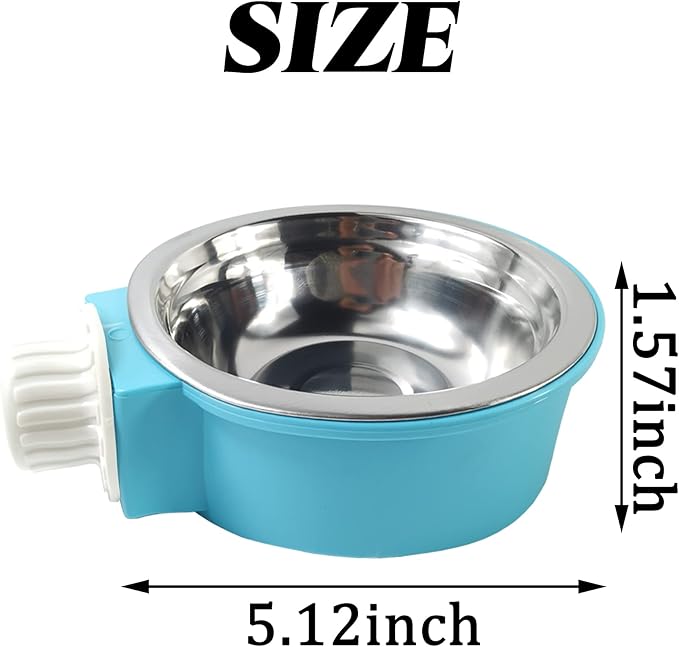 GXXMEI 3PCS Crate Dog Bowls with Food Scoop Removable Hanging Stainless Steel Water Food Feeder Pet Cage Coop Cup for Kitten, Puppy, Birds, Rats, Guinea Pigs