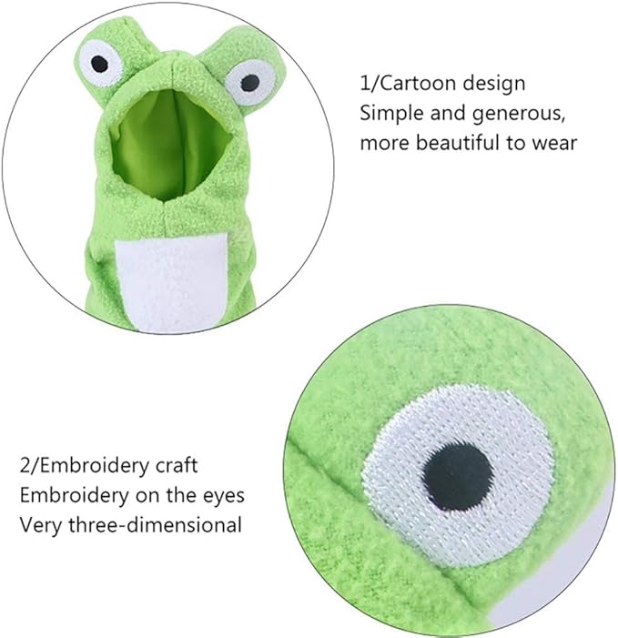 Sun Conure Bird Diaper Flight Suit Frog Shape Hoodie Cosplay Photo Prop for Parrots African Greys Parakeet Cockatiel Reusable Adjustable Apparel (L)