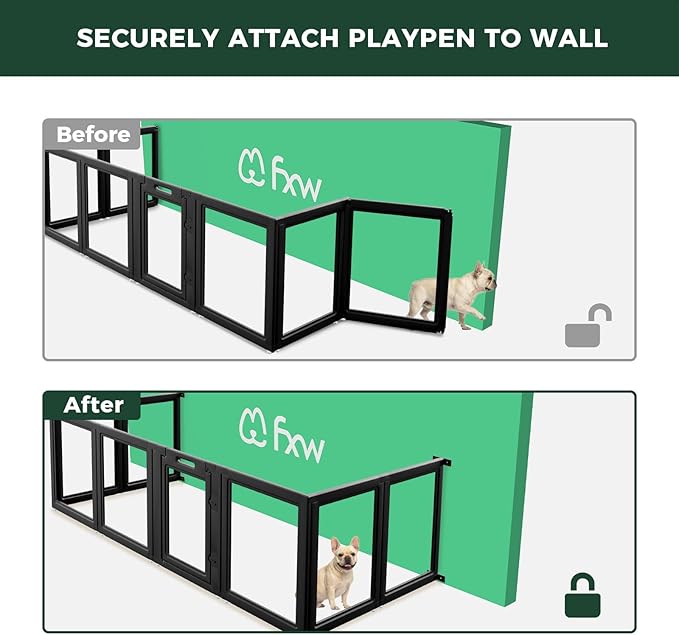 FXW Fence-to-Wall Anchors (Pack of 4) for AuraSpace Playpen – Accessory Only, Safely Expand Your Dog’s Play Area, Fits 35" H Acrylic Playpen, Black