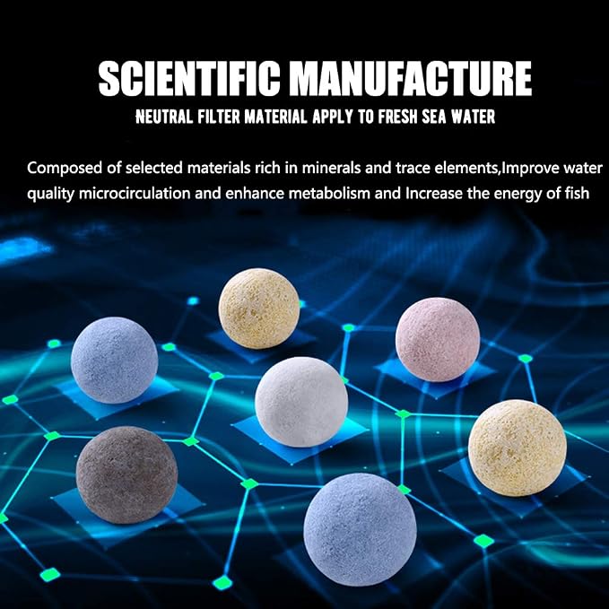 Aquarium Filter Media Ceramic Bio Balls Bio Filter Media Bio Ceramic Rings for Marine and Freshwater Fish Tank 99% Dust Free