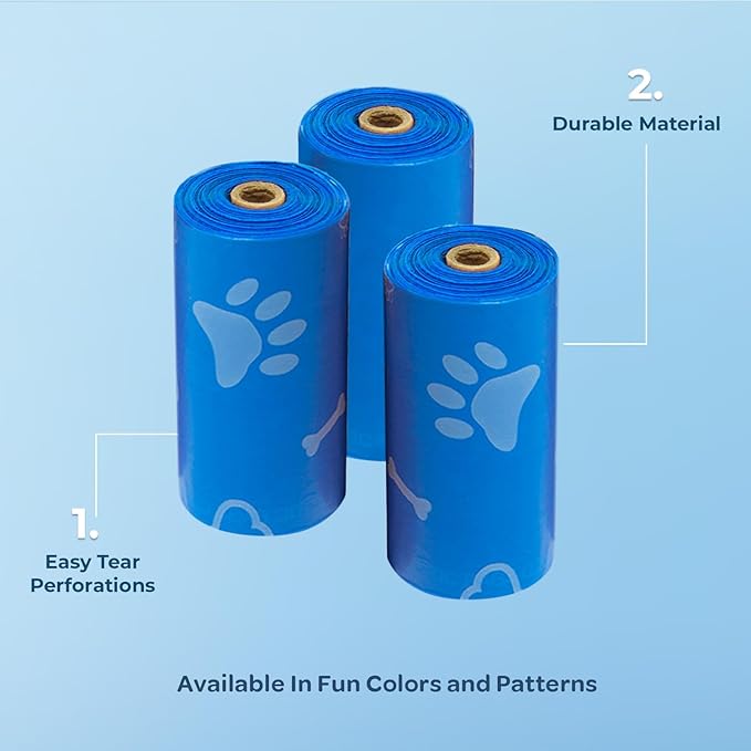 Best Pet Supplies Dog Poop Bags for Waste Refuse Cleanup, Doggy Roll Replacements for Outdoor Puppy Walking and Travel, Leak Proof and Tear Resistant, Thick Plastic - Blue (Unscented), 150 Bags
