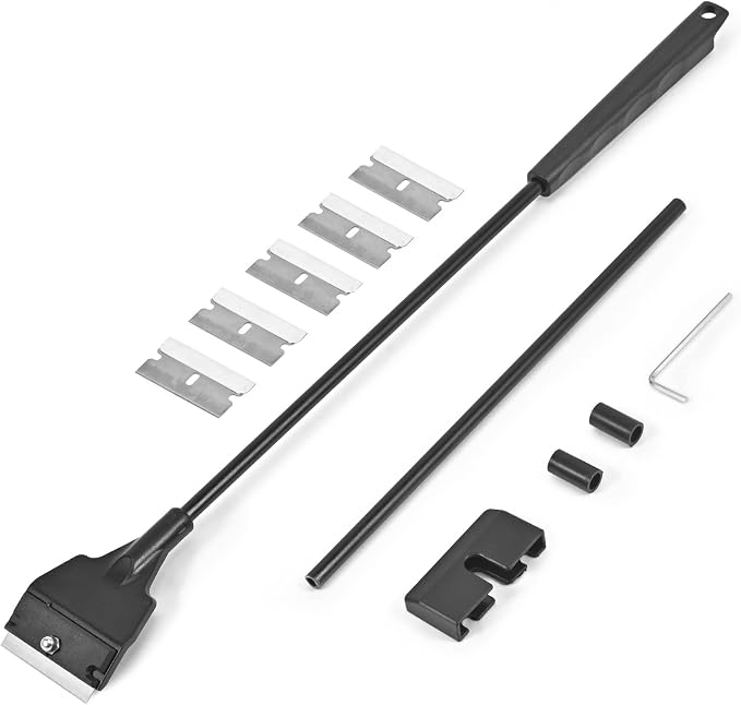 Olaismln Fish Tank Scraper Cleaner for Glass Aquariums, 21" Handheld Scraper Cleaning Razor with 5 Stainless Steel Blades for Fish Reef Plant Glass Tank