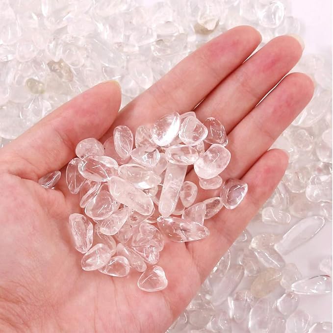 WAYBER Natural Crushed Clear Quartz Decorative Crystal Gravel, 2 Pounds | Toxin-Free, Fade-Resistant, Ideal for Reiki Healing, DIY Crafts, Vase Filler, Aquarium & Bonsai Decoration