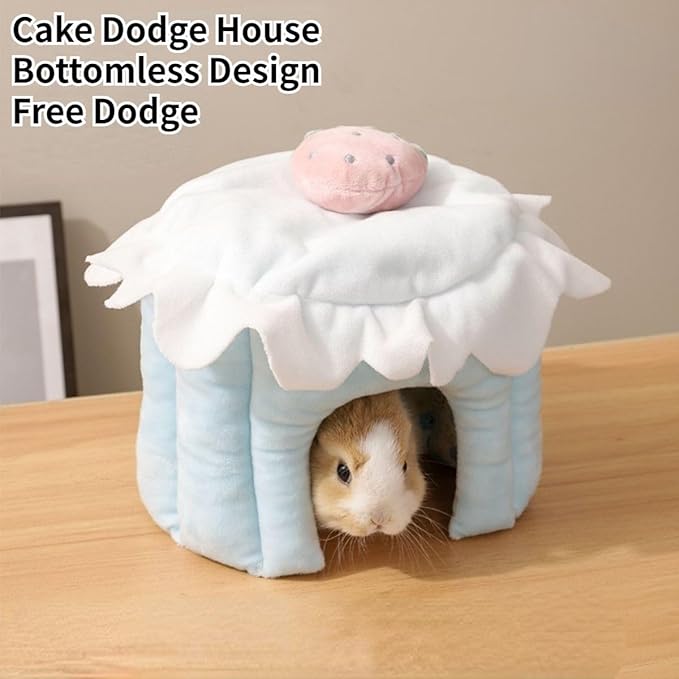 Cake Shaped Guinea Pig Tunnel, Rabbit & Small Pet Tunnel Accessories (Blue, S)