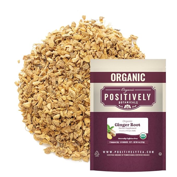Organic Positively Botanicals Company, Ginger Root, Herbal Tea Loose Leaf Botanical, 4 Ounce