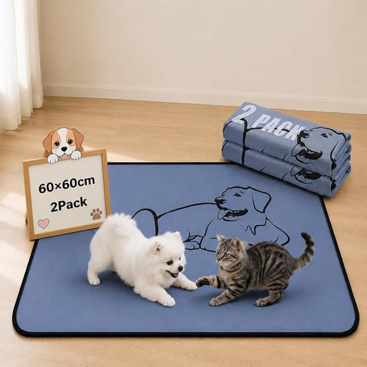2 Pack Washable Pee Pads for Dogs 24"x24", Reusable Training Puppypads Absorbency Non-Slip & Leak-Proof for Pet Whelping Box Playpen Crate Sofa Bed Floors (Gray)