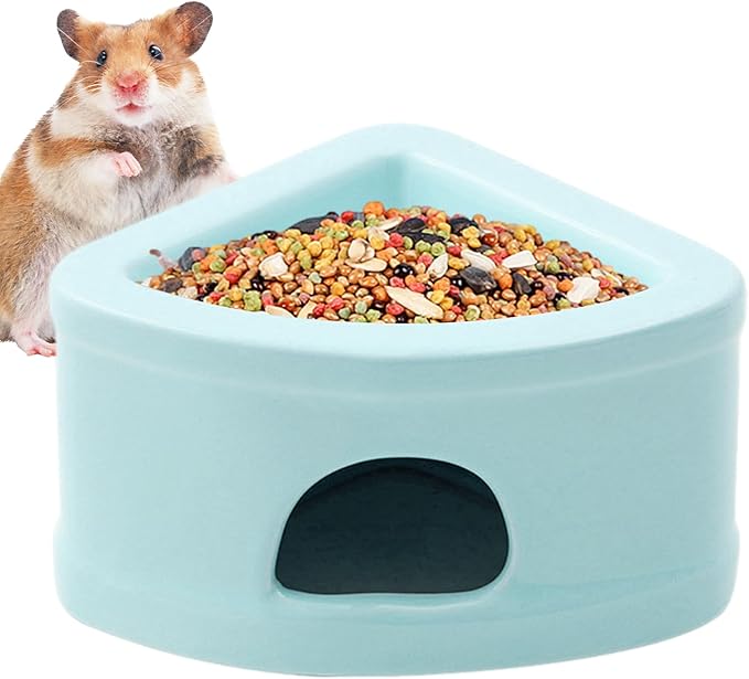Ceramic Hamster Hideout House - Multifunctional Small Pet Cave with Feeding Bowl, Durable Habitat for Hamsters, Gerbils, Mice, Lemmings, All-Season Pet Bed & Hideaway (C)