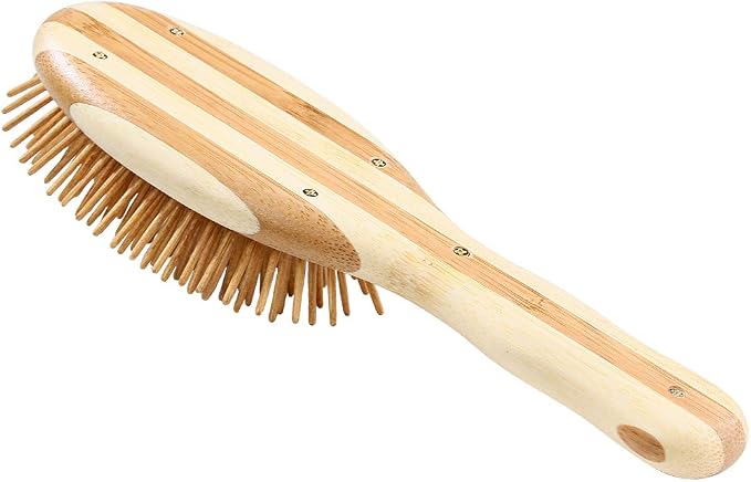 BASS Brushes THE Green PET Oval Brush, Bamboo-Stiped Finish, Small