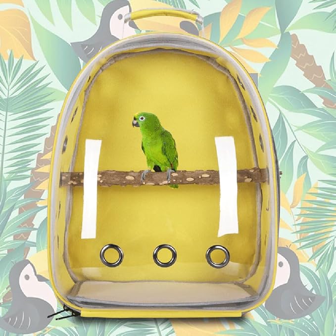 Surakey Parrot Backpack with Wooden Perch Standing Bird Carrier Cage, Carrier Shoulders Bag for Pet Birds Magpies Outing Travel (Pink)