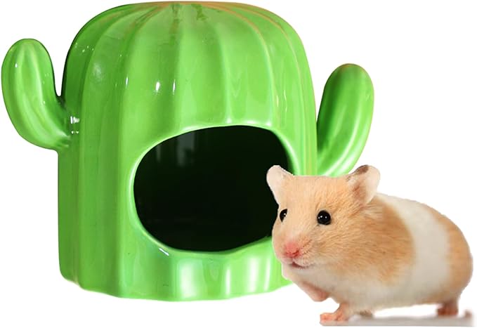 GKYZBB Hamster Hideout Ceramic,Hamster House and Habitats Cool Bed Ideal for All Season Dwarf Gerbil Mice Golden Bear (Green)