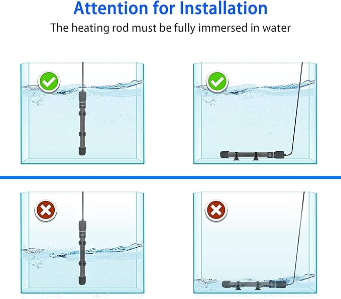 YOFOTHS Adjustable Mini Aquarium Heater 5-10 Gallons Submersible Small Fish Tank Heater 50W Digital Display Thermostat External Temperature Controller (50W)