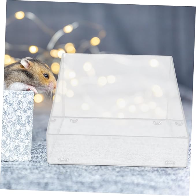 Happyyami Hamster Bathroom Chinchilla Dust Bath Small Animal Acrylic Bath Box Easy Cle