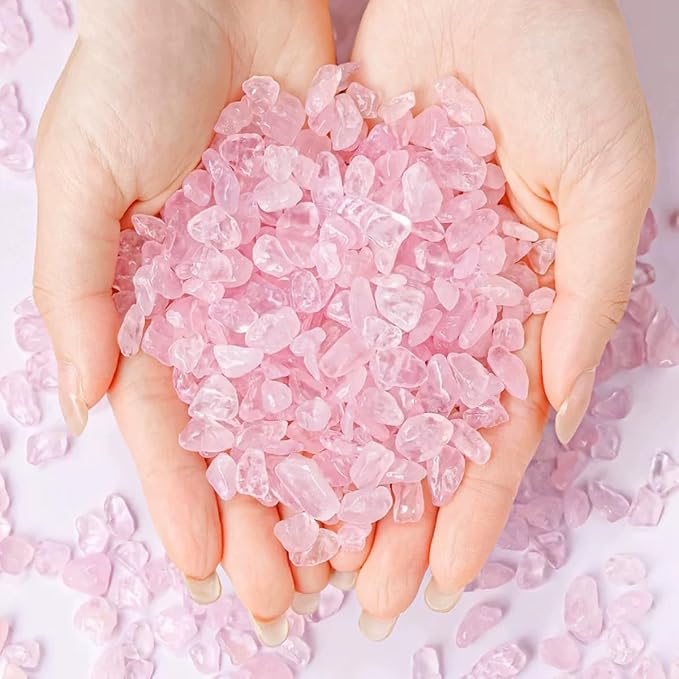 Erliway Rose Quartz Crystal Chips Bulk for Vase Filler Craft, 0.5 lb 7-9 mm | Natural Crushed Crystal Stone for Spell Jar, Aquarium Gravel, Reiki Healing Meditation, Jewelry Making, Resin Art, Home Décor