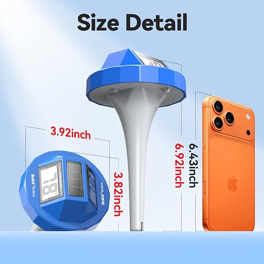 Pool Thermometer Digital Floating, Swimming Pool Water Temperature Sensor, 2026 New Upgrade | Solar Powered | Easy Read | High Precision | Anti-Fog, for Hot Tub, Spa & Ice Bath