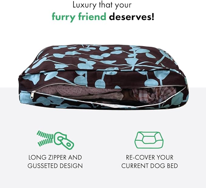 Molly Mutt Huge Dog Bed Cover - Your Hand in Mine Print - Measures 36”x45”x5’’ - 100% Cotton - Durable - Breathable - Sustainable - Machine Washable Dog Bed Cover