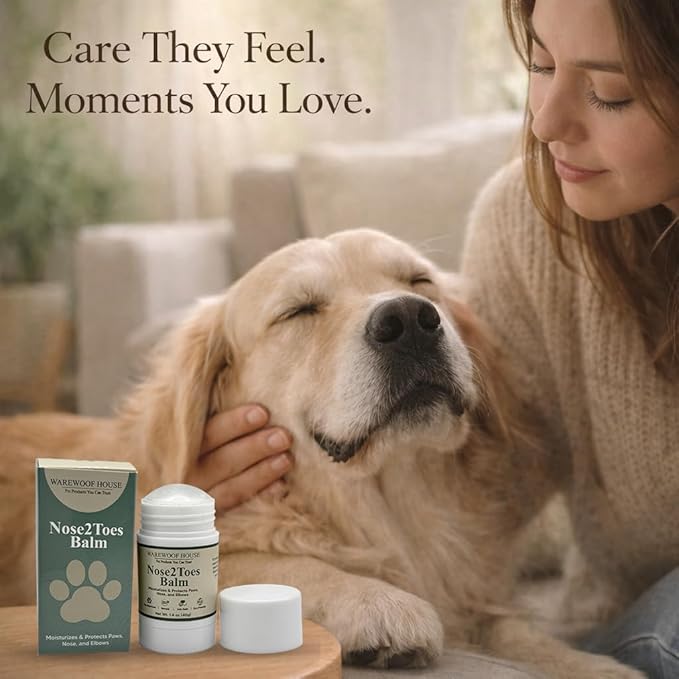 Dog Paw Balm Stick – Lick-Safe Moisturizer & Protector for Dry Cracked Paws, Nose & Elbows | Hot Pavement, Snow & Salt Shield | Beeswax, Coconut Oil & Oat Extract | 1.4 oz