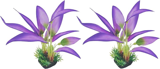 2 Pack Silk Aquarium Plants, 8 Inch Fish Tank Decor | Artificial Fish Tank Plants, Stable Rock Base, Soft Fabric Leaves, For Betta, Goldfish, Tropical Freshwater Aquariums