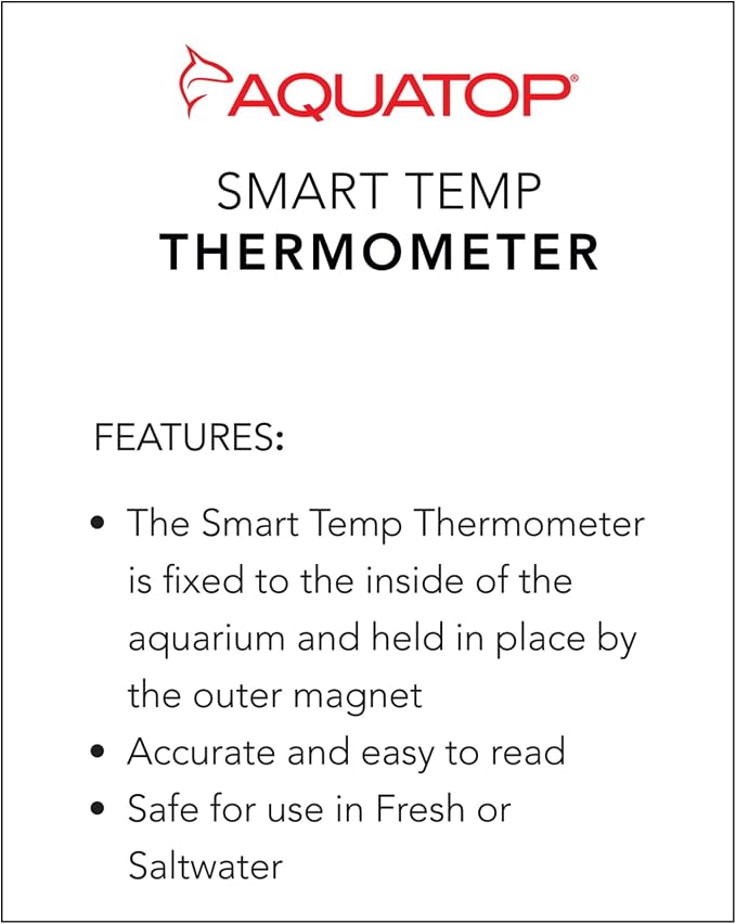 Aquatop Smart-Temp Aquarium Thermometer with Magnet Mount - Easy-to-Read Thermostat for Freshwater and Saltwater Tanks and Water Habitats, ASTT-001