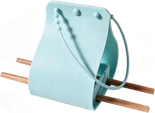 Hanging Bird Feeder with Wooden Perches, No Mess Silicone Feeding, Adjustable Strap for Parrots and Wild Birds, for Garden, Patio, and Balcony Decor (Blue)
