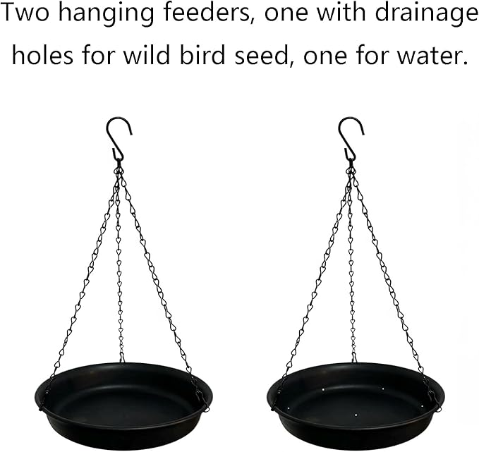 Birdseed Tray & Bird Bath for Hanging Outside 9 1/2 inches Diameter Bird Feeder Tray and Wildbird Water Bowl for Outdoor One Seed Tray and One Waterer