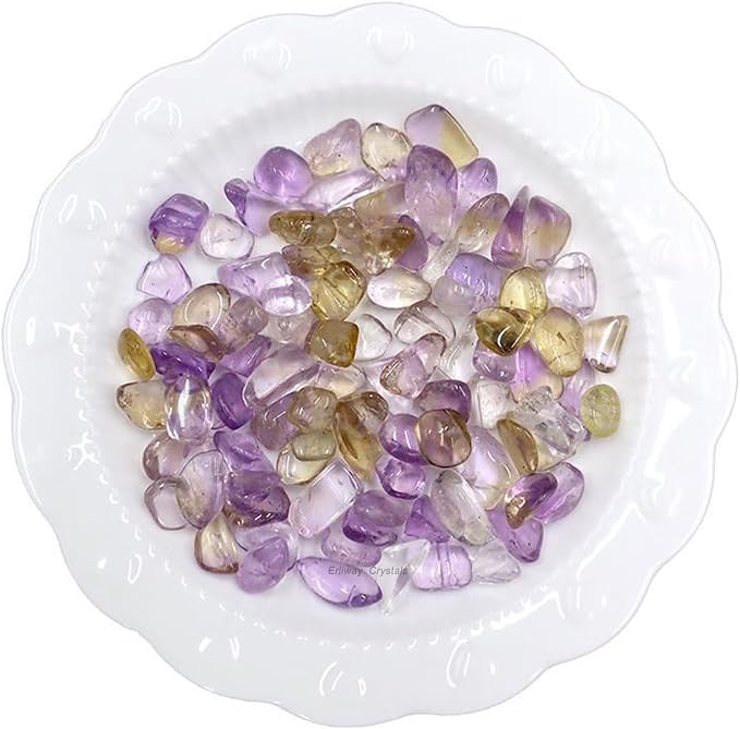 Erliway 100g Natural Ametrine Crystal Chips 7-9mm Tumbled Stones | Small Crushed Crystal Stone, Polished Crystals Chips for Fish Tank, Healing Tumbled Rocks for Reiki Jewelry Making Home Décor